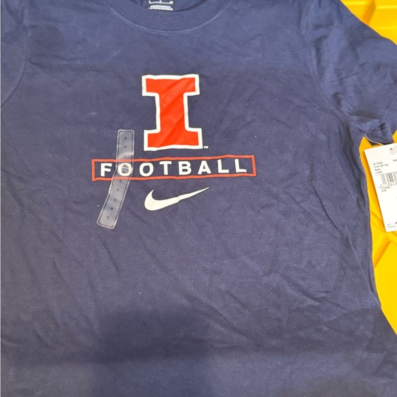 Nike Navy Football Tee with orange  and White Accents - Picture 1 of 1